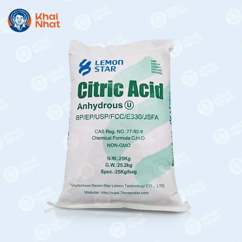 Acid citric khan lemon bột trắng tinh khiết 99.5 phần trăm bao 25kg
