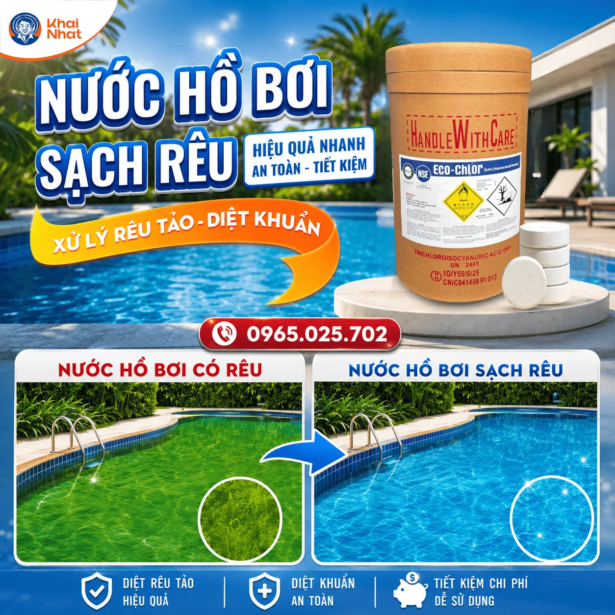Eco Chlor - Chlorine 84% - Viên nén 200G - Giải pháp "3 trong 1" chuyên dùng cho hồ bơi - Image 4